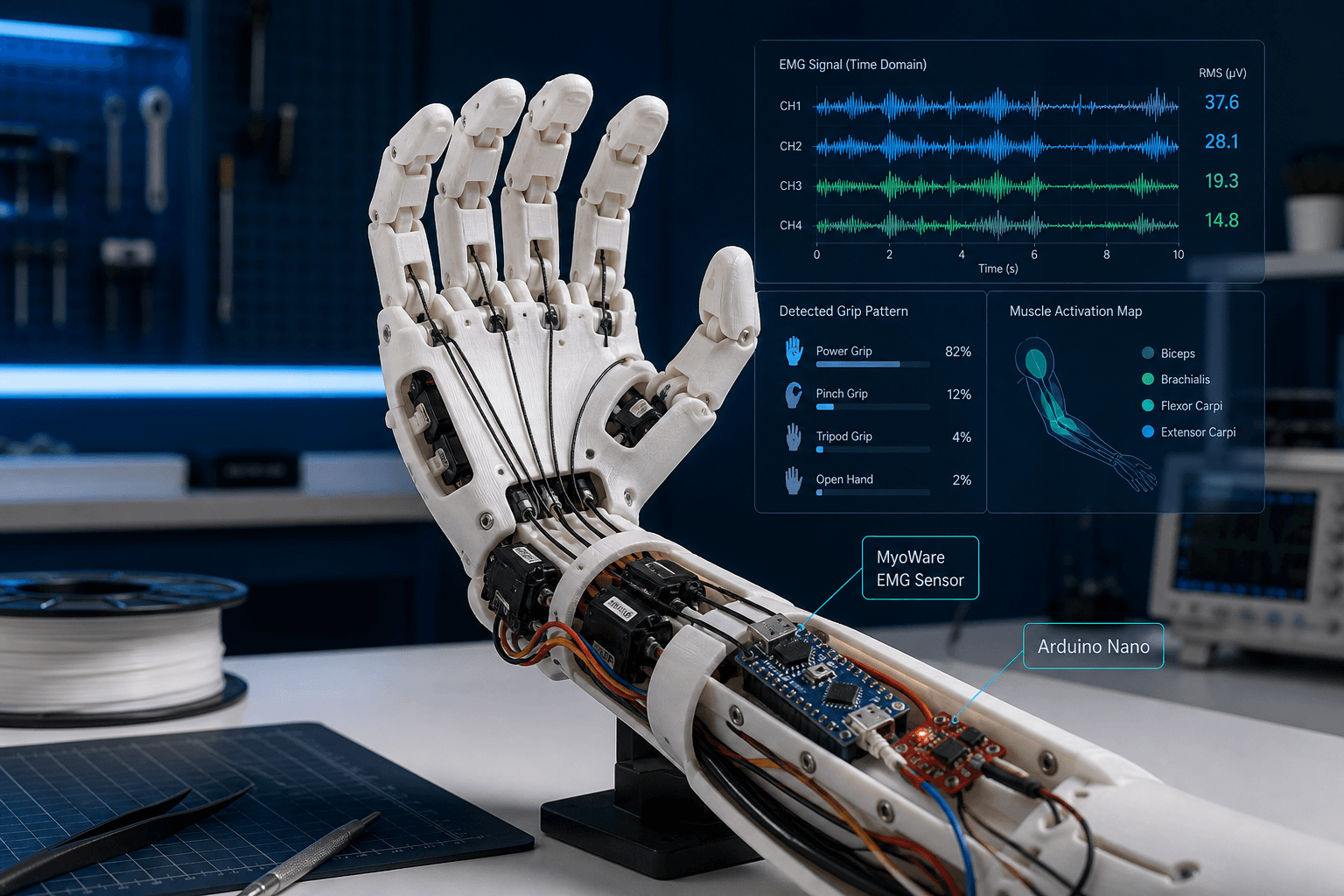 EMG-Controlled Upper-Limb Prosthetic Hand Prototype